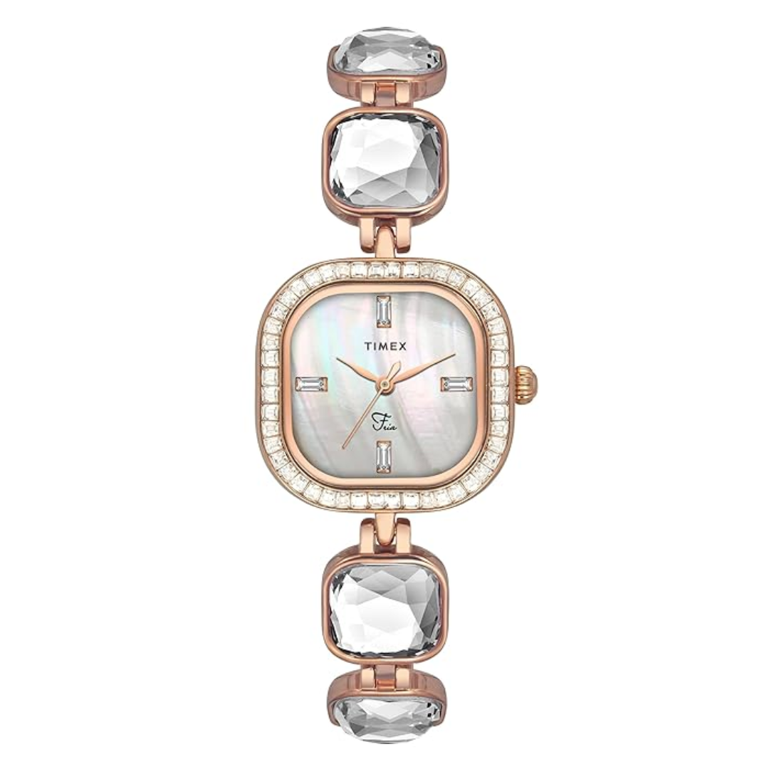 Timex Women Mother of Pearl Cushion Analog Dial Watch- TWEL17105