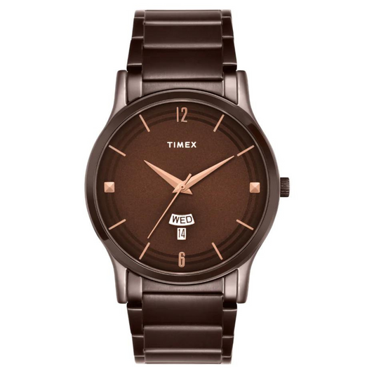 Timex Men Brown Round Analog Dial Watch- TW000R461