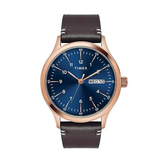 Timex Fashion Men's Blue Dial Round Case Day Date Function Watch -TWEG19701