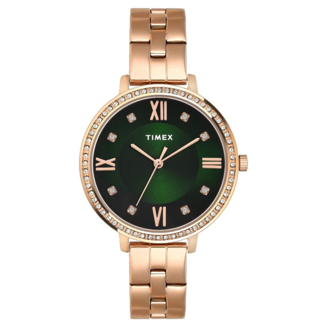 Timex Women Green Round Analog Dial Watch- TWEL14710