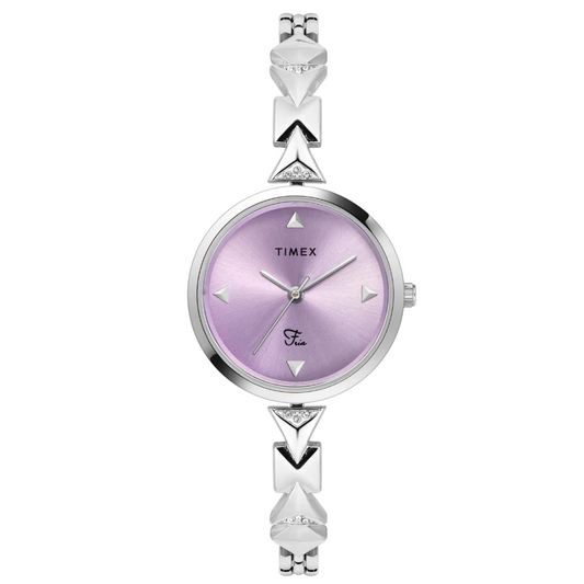 Timex Fria Women's Purple Dial Round Analog Brass Dial Watch TWEL18300