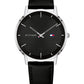 Tommy Hilfiger Mens Black Leather Analogue Watch - TH1791651