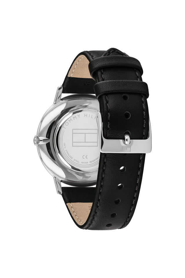 Tommy Hilfiger Mens Black Leather Analogue Watch - TH1791651