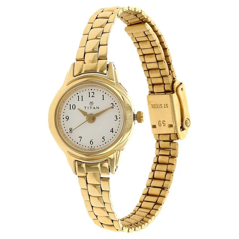 Titan Quartz Analog White Dial Stainless Steel Strap Watch for Women NS2401YM01 / 2401YM01