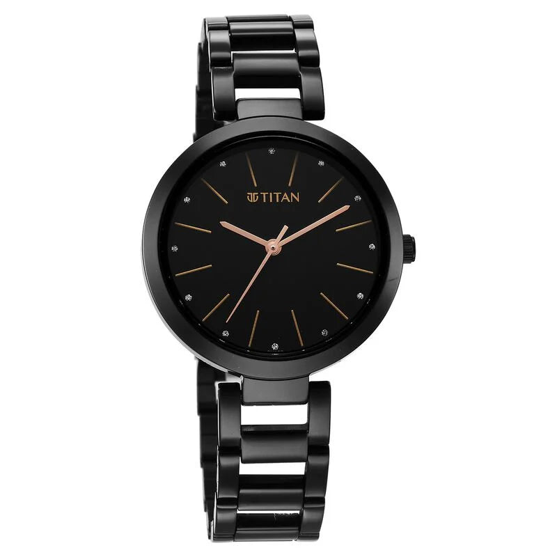 Titan Workwear Quartz Analog Black Dial Black Stainless Steel Strap Watch for Women NS2480NM01 / 2480NM01