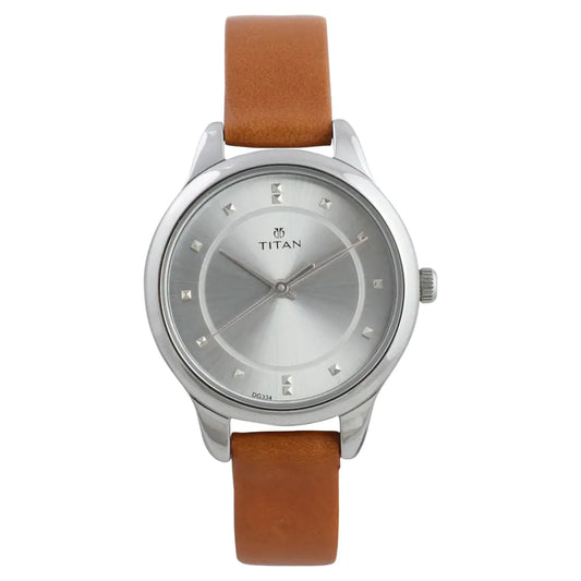 TITAN Workwear Watch with Silver Dial & Leather Strap 2481SL06(DG334)