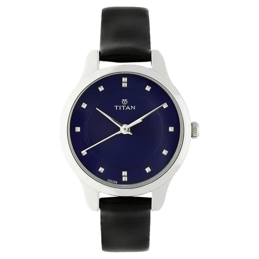 TITAN Workwear Watch with Blue Dial & Leather Strap NP2481SL08