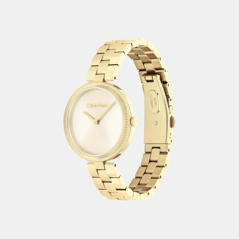 Calvin Klein Women Quartz Analog Light Champagne Dial Stainless Steel Watch 25100014