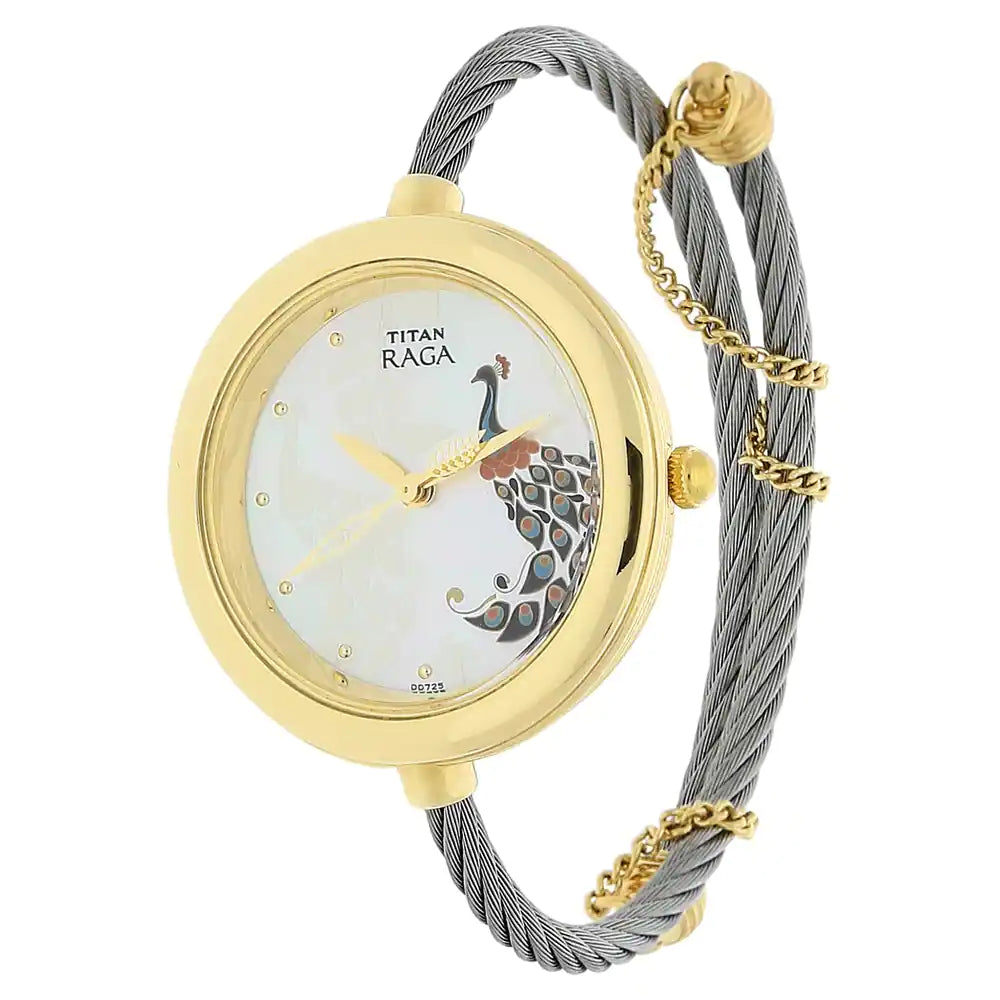 Titan Raga Garden of Eden White Stainless Steel Strap Watch NP2532BM01