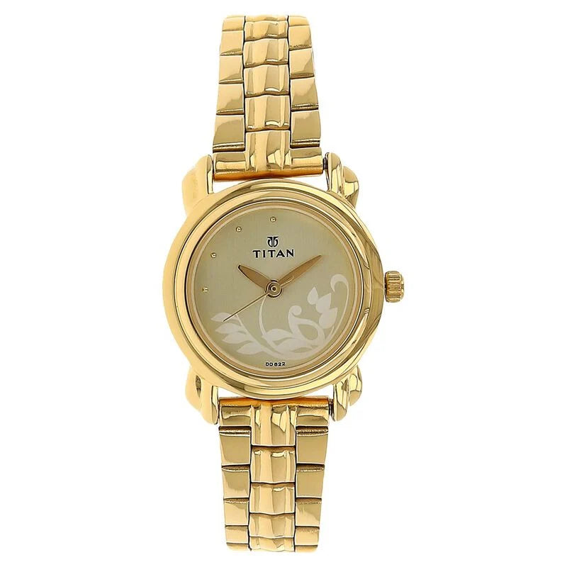 Titan Quartz Analog Champagne Dial Stainless Steel Strap Watch for Women NS2534YM01 / 2534YM01