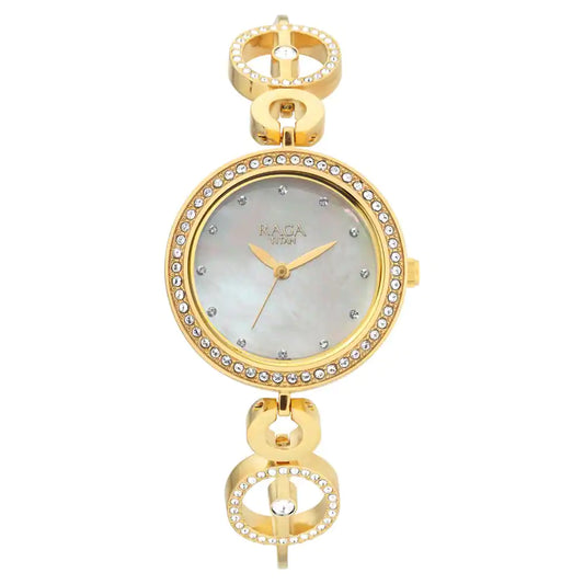 Titan Raga Mother of Pearl Dial Studded Watch NP2539YM02 (DJ606)