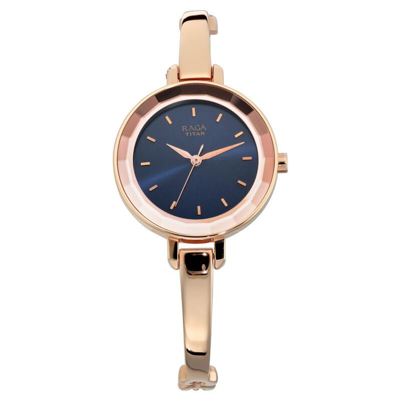 Titan Quartz Analog Blue Dial Metal Strap Watch for Women NR2575WM02