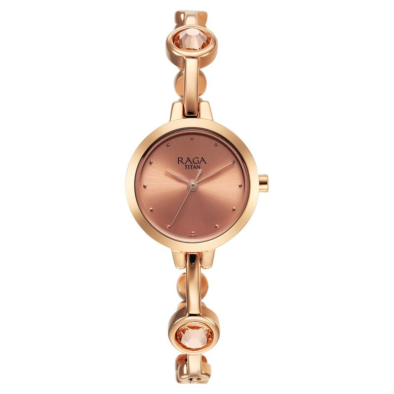 Titan Raga Viva Quartz Analog Rose Gold Dial Metal Strap Watch for Women 2576WM02