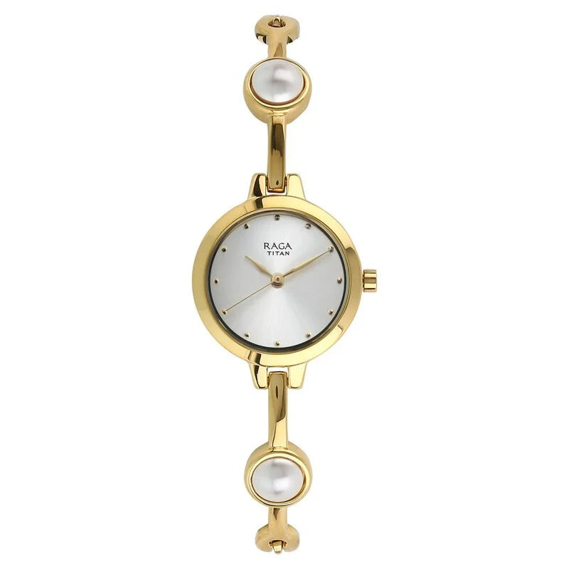 Titan Quartz Analog White Dial Metal Strap Watch for Women NS2576YM01 / 2576YM01