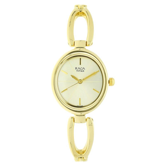 Titan Raga Viva Champagne Dial Women Watch With Metal Strap NR2579YM01 / NS2579YM01