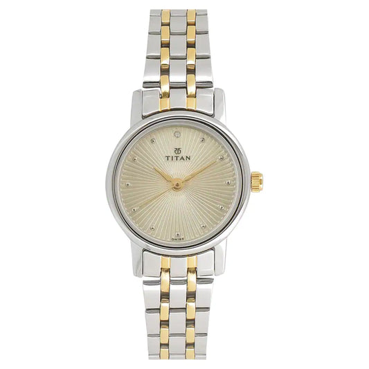 TITAN Champagne Dial Two Toned Stainless Steel Strap Watch 2593BM01 / NS2593BM01