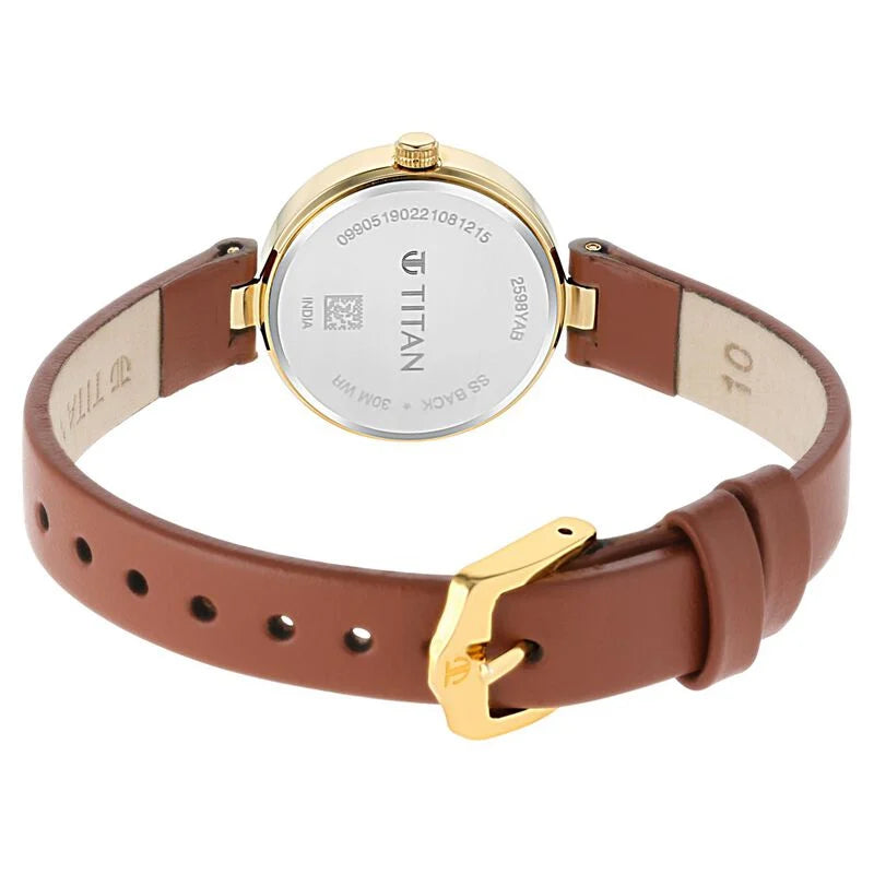 Titan Lagan Silver Dial Analog Leather Strap Watch for Women NS2598YL03 / 2598YL03