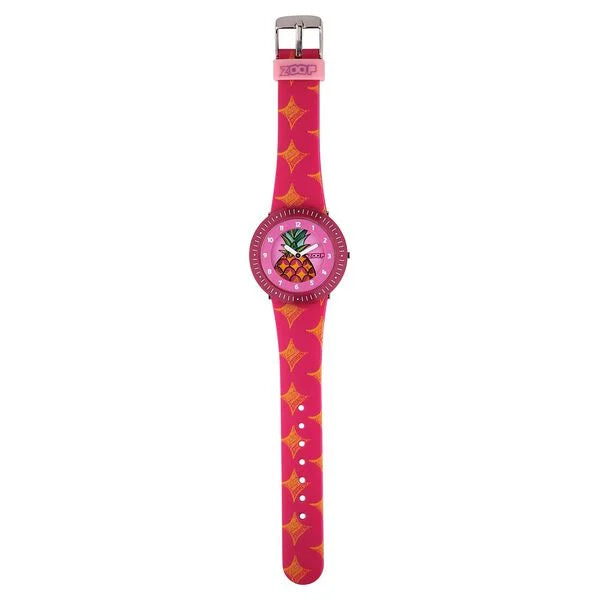 Zoop By Titan Fruit Story Quartz Analog Pink Dial Plastic Strap Watch For Kids 26007pp07w