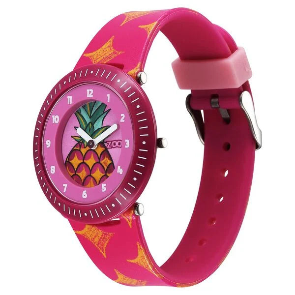 Zoop By Titan Fruit Story Quartz Analog Pink Dial Plastic Strap Watch For Kids 26007pp07w