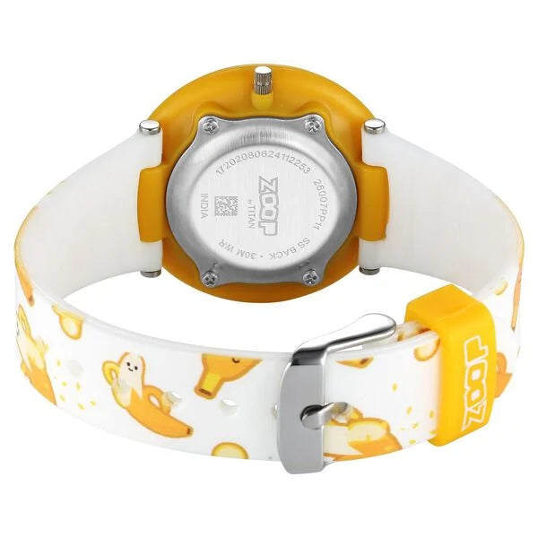 Zoop By Titan Fruit Story Quartz Analog Yellow Dial Plastic Strap Watch For Kids 26007pp11w