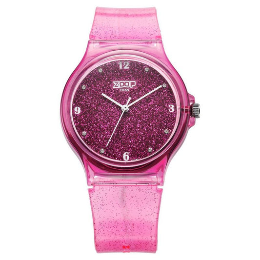 Zoop by Titan Glitter Quartz Analog Pink Dial Polyurethane Strap Watch for Kids 26030PP03W