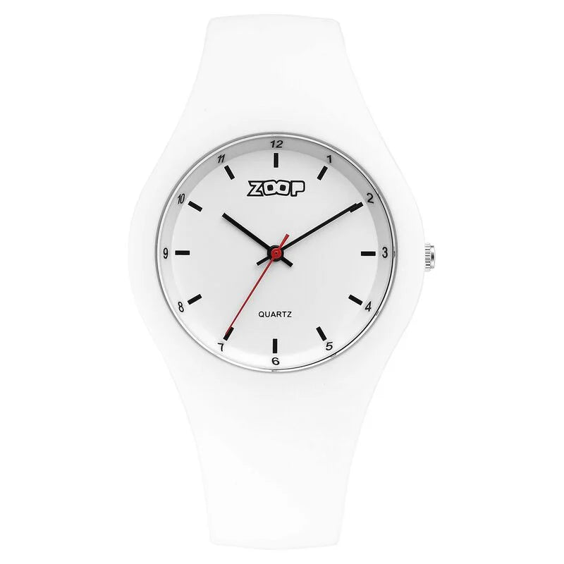 Zoop By Titan Pop Integrated Quartz Analog White Dial Silicone Strap Watch for Kids 26031PP02W