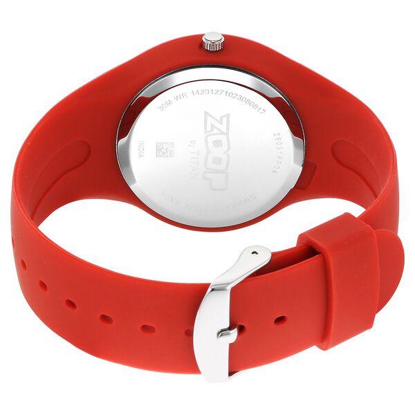 Zoop By Titan Pop Integrated Quartz Analog Red Dial Silicone Strap Watch for Kids 26031pp04w