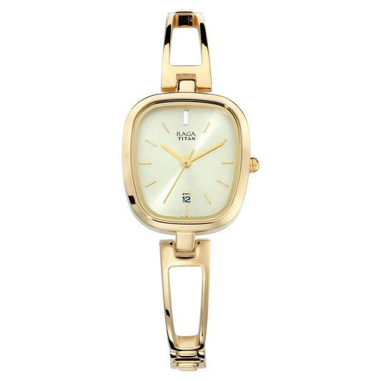 Titan Raga Viva Champagne Dial Analog with Date Metal Strap watch for Women NN2604YM01 / 2604YM01