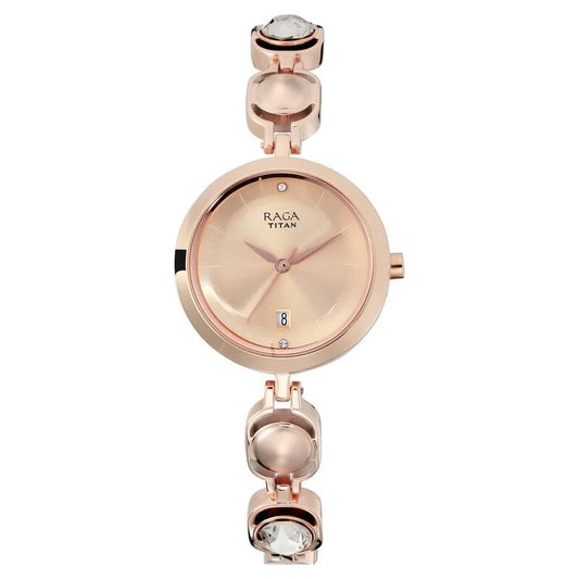 Titan Raga Viva Rose Gold Dial Analog with Date Metal Strap watch for Women NS2606WM02/ 2606WM02