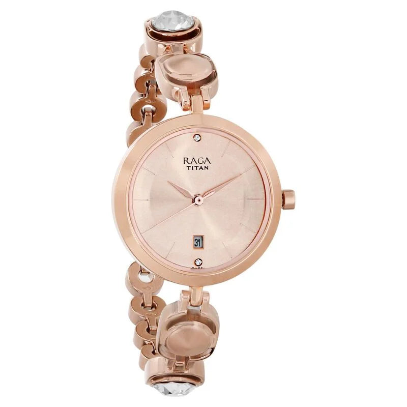 Titan Raga Viva Rose Gold Dial Analog with Date Metal Strap watch for Women NS2606WM02/ 2606WM02