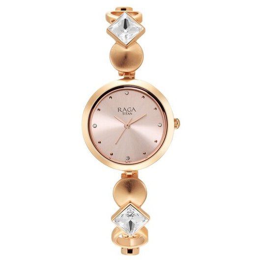 Titan Love All Watch with Pink Dial & Brass Strap NQ2606WM10