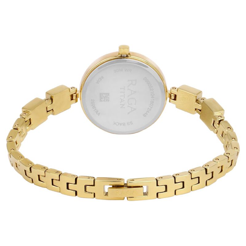 Titan Raga Viva Silver Dial Analog with Date Golden Metal Strap watch for Women NR2606YM01 / NS2606YM01