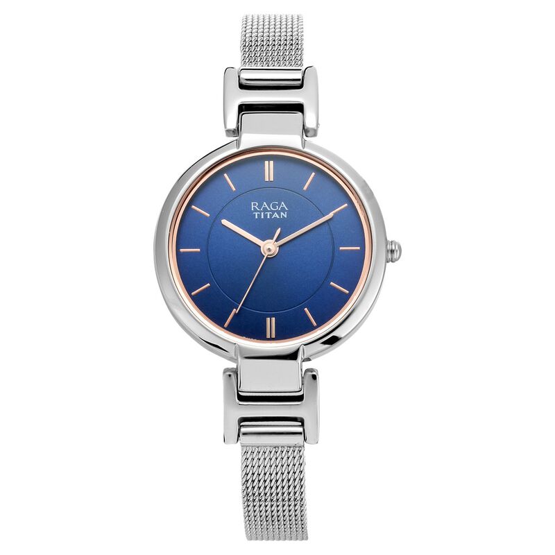 Titan Raga Viva Blue Dial Women Watch With Metal Strap NR2608SM02