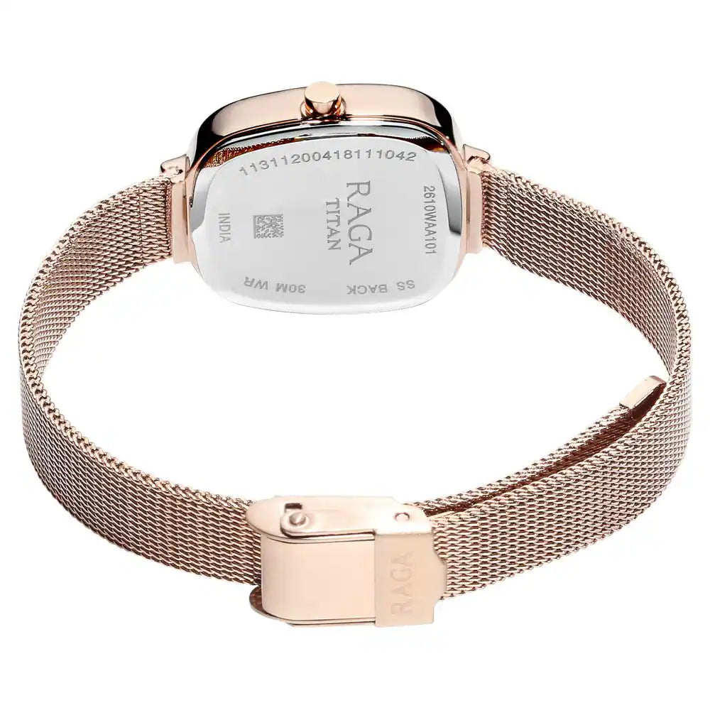 Titan Raga Silver Dial Rose Gold Stainless Steel Strap Watch NL2610WM01 (DH554)