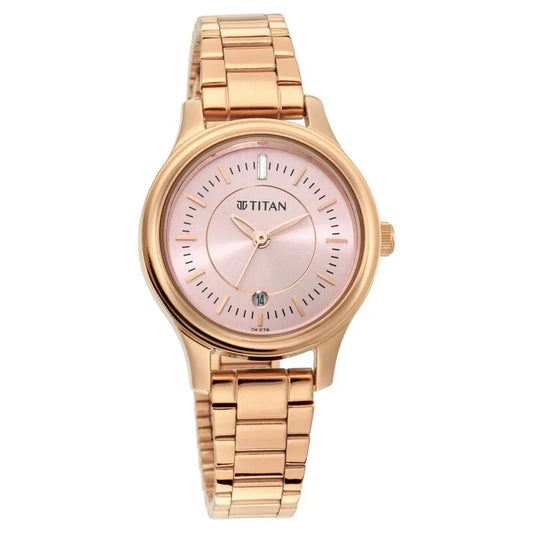 Titan Quartz Analog with Date Rose Gold Dial Metal Strap Watch for Women NS2638WM01 / 2638WM01