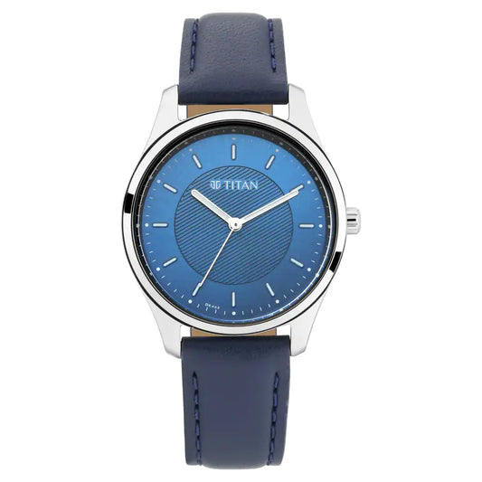 Titan Workwear Watch with Blue Dial & Leather Strap NP2639SL02 (DK463)