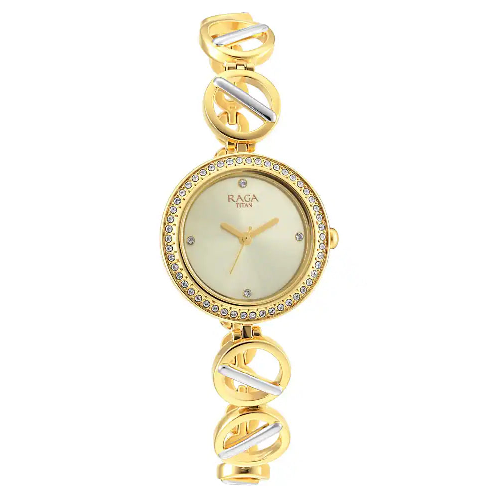 Raga Viva Golden Dial Metal Strap Watch NQ2643BM01 – Krishna Watch