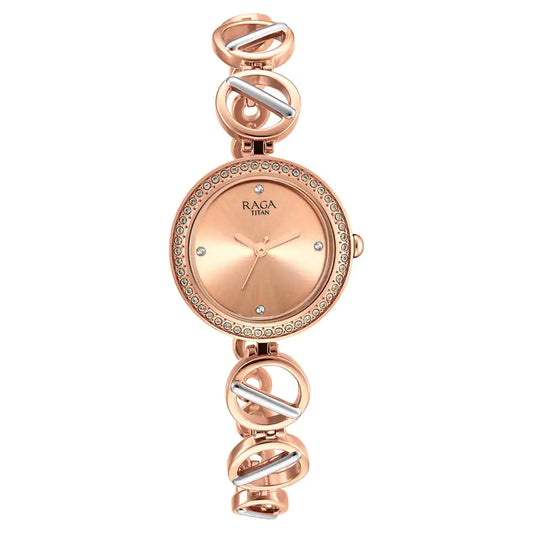 TITAN Raga Viva Rose Gold Dial Metal Strap Watch 2643KM01(DK514)