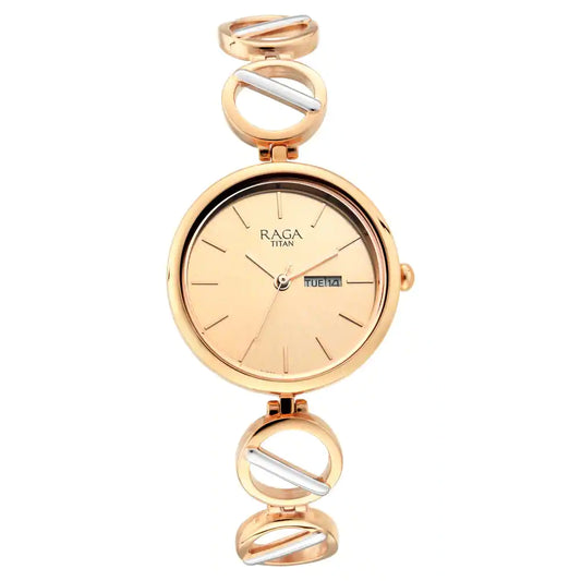 Raga Viva Rose Gold Dial Metal Strap Watch 2644KM02 / NS2644KM02