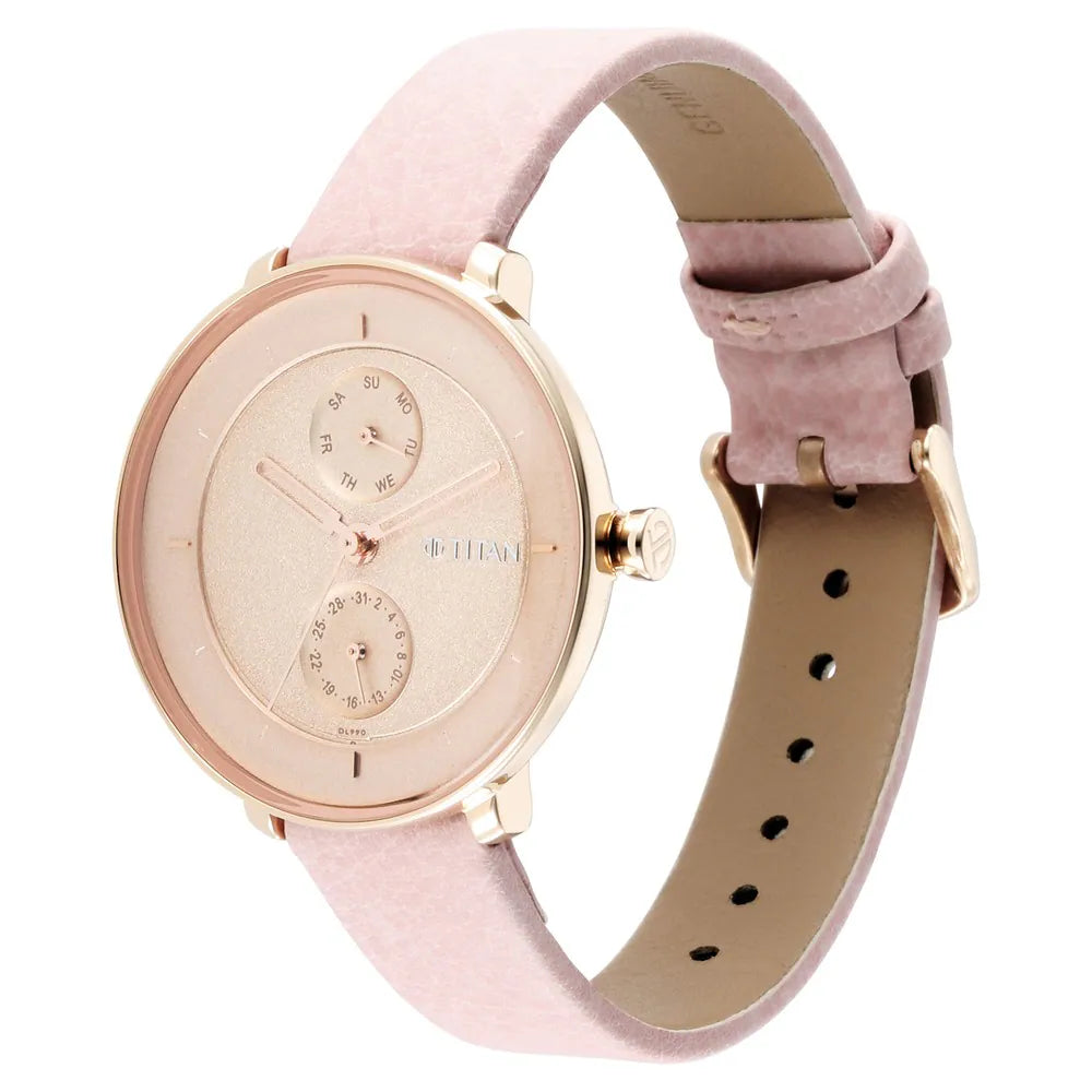 Titan Click to zoom Pastel Dreams Brown Dial Pink Leather Strap Watch NQ2651WL06