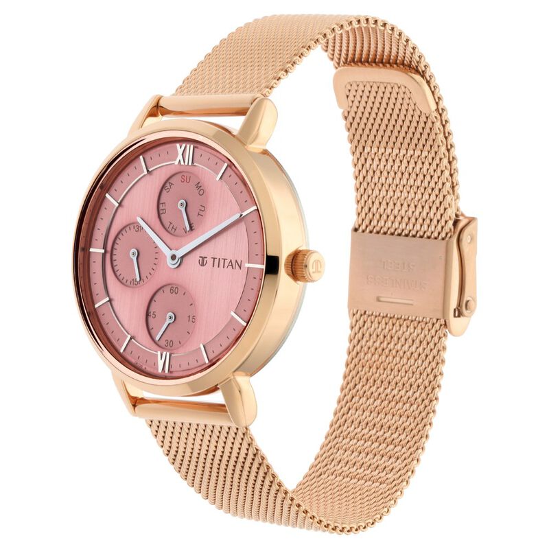 Titan Workwear Rose Gold Dial Quartz Multifunction Metal Strap watch for Women NR2652WM01 / NS2652WM01