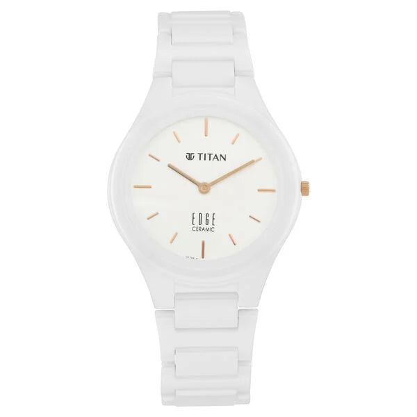 Titan Edge Ceramic Quartz in Arctic White Dial Watch for Women ns2653qc04 / 2653qc04