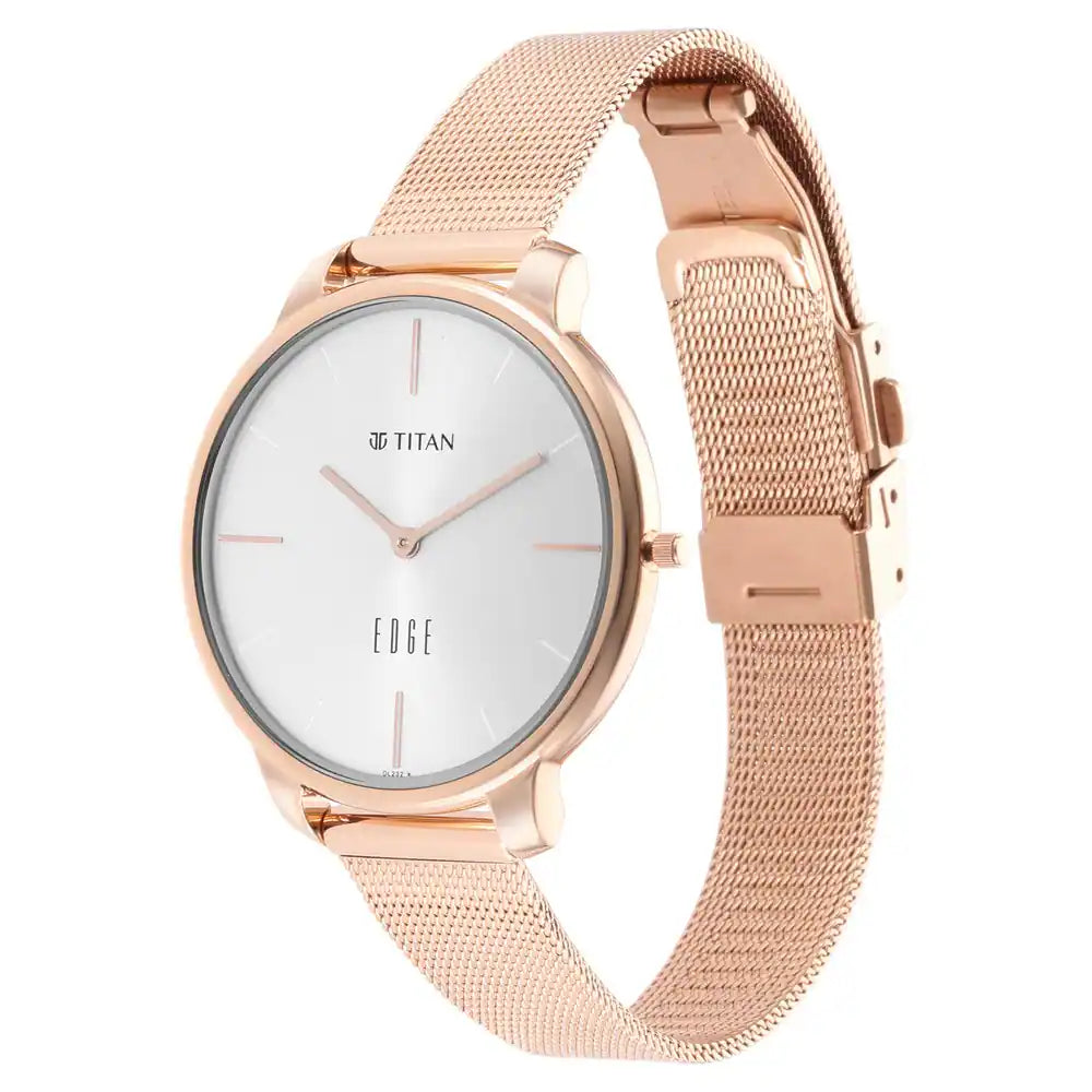 Ladies Edge White Dial Rose Gold Stainless Steel Strap Watch 2654WM01 / NS2654WM01