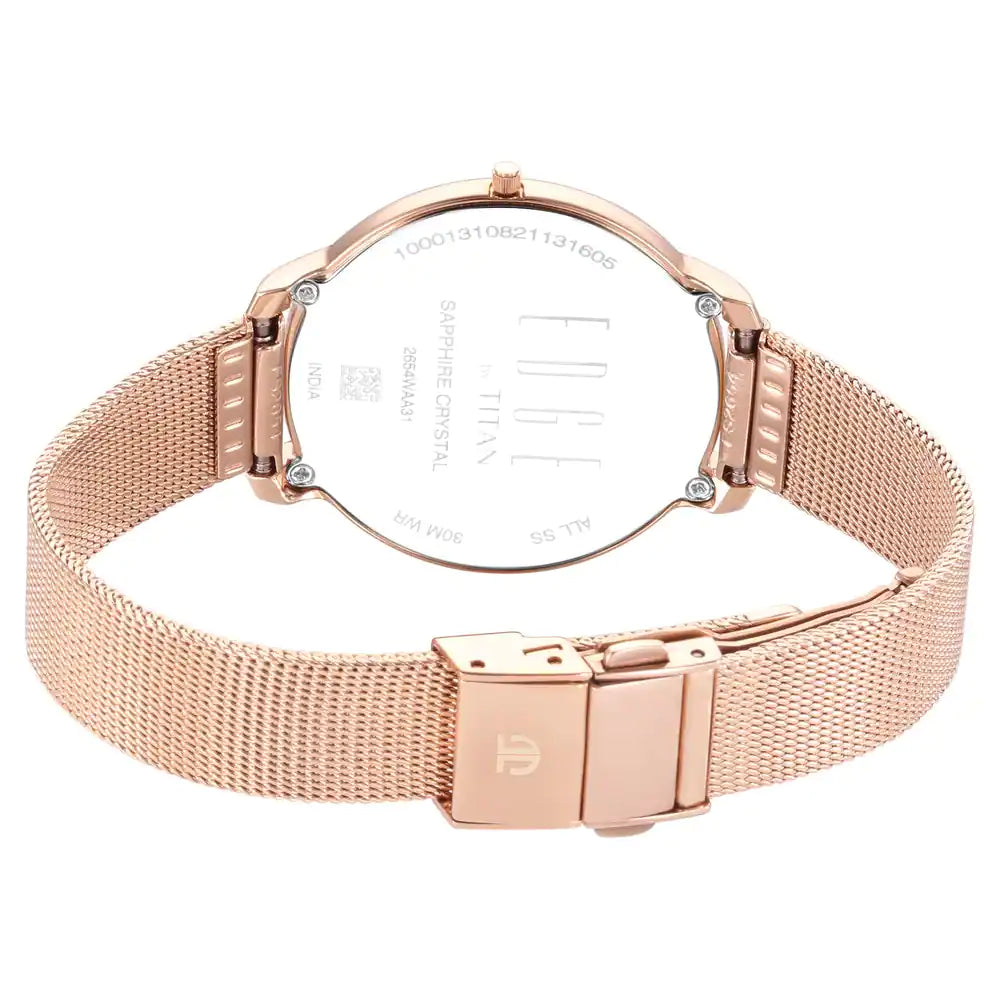 Ladies Edge White Dial Rose Gold Stainless Steel Strap Watch 2654WM01 / NS2654WM01