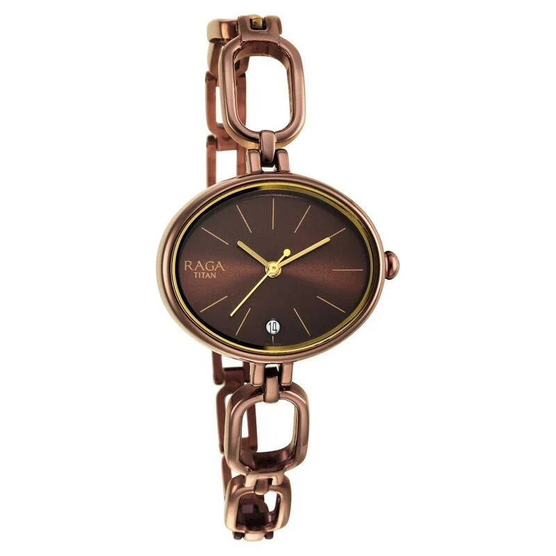 Titan Raga Viva Brown Dial Analog Metal Strap Watch for Women NS2667QM01 / 2667QM01