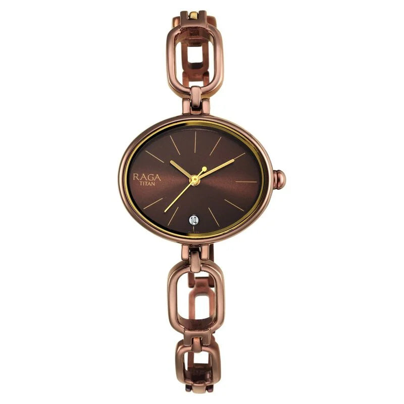 Titan Raga Viva Brown Dial Analog Metal Strap Watch for Women NS2667QM01 / 2667QM01