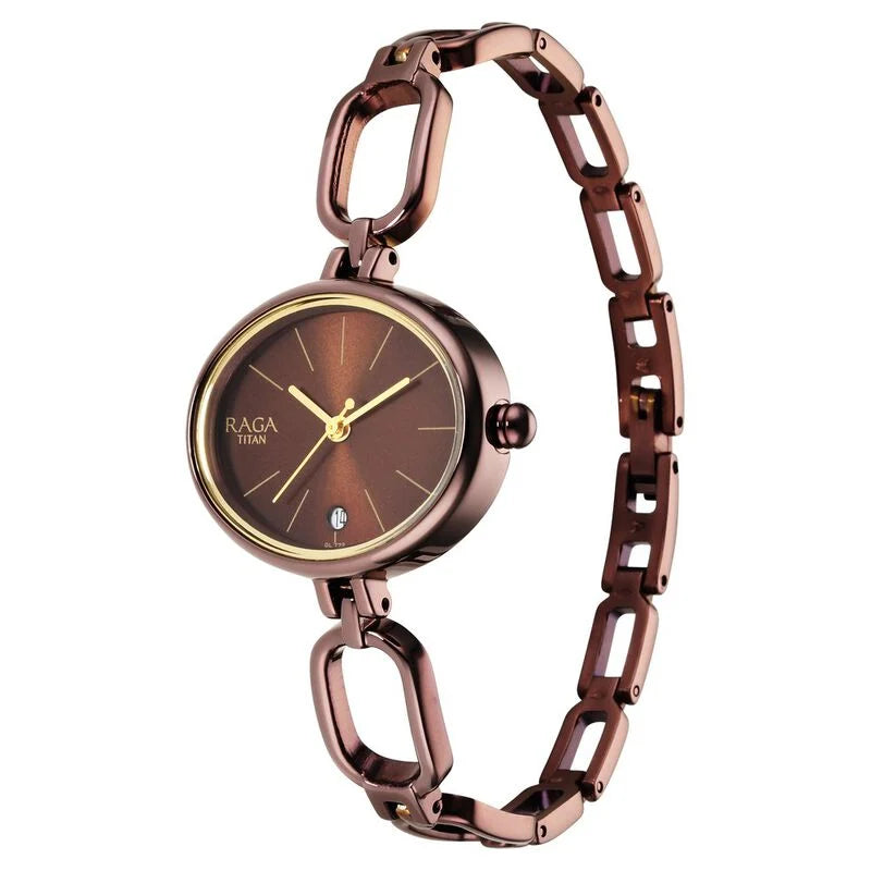 Titan Raga Viva Brown Dial Analog Metal Strap Watch for Women NS2667QM01 / 2667QM01