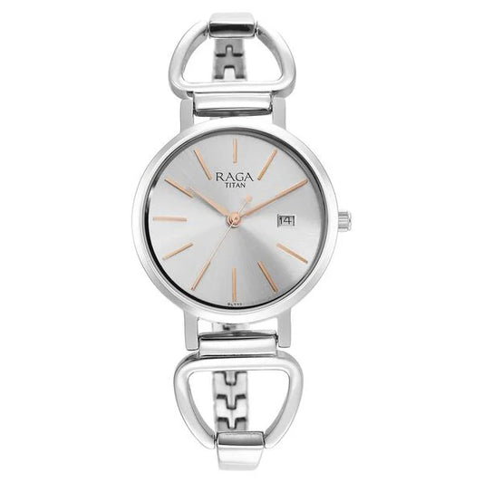 Titan Raga Viva Silver Analog Date Metal Strap watch for Women ns2669sm01 / 2669sm01