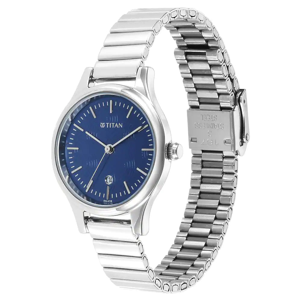 TITAN Ladies Karishma Blue Dial Metal Strap Watch 2679SM01(DM476)