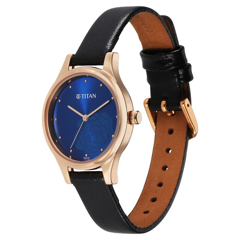 Titan Karishma Quartz Analog Blue Leather Strap for Women 2679WL01